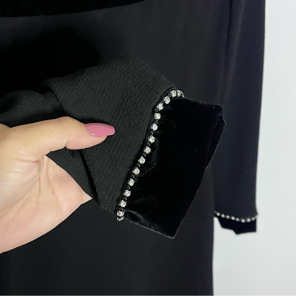 Sandro Black Mock Neck Jewel Embellished Mini Dress LBD Size EU 38 - Picture 7 of 10